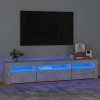 Higsose Meuble TV Salon avec Lumières LED Colorées Gris Béton 180x35x40 cm Bois dingénierie Style Tendance Meuble Média Dess