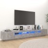 Keyur Meuble TV, Banc TV Buffet Bas Support de Télévision Meuble Télé Meuble TV avec lumières LED Gris béton 260x35x40 cm
