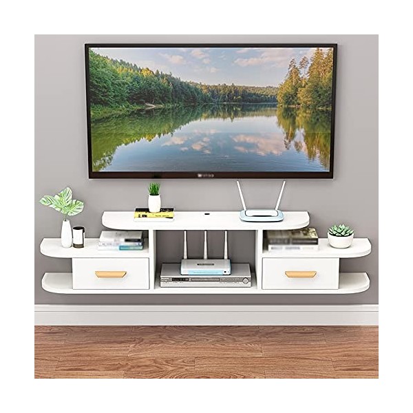 Meuble TV flottant, meuble TV mural, étagère murale de fond pour meuble suspendu TV, grande capacité, forte capacité de charg