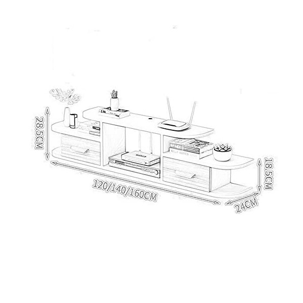 Meuble TV flottant, meuble TV mural, étagère murale de fond pour meuble suspendu TV, grande capacité, forte capacité de charg