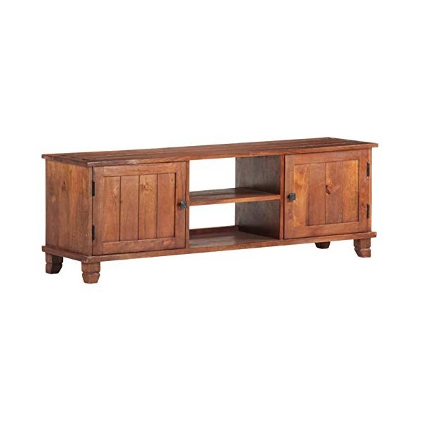 GuyAna Meuble TV Marron Miel 120x30x41 cm Bois dacacia Massif,Meuble TV,Table Basse Salon Meuble TV,Table Basse LED Couleurs