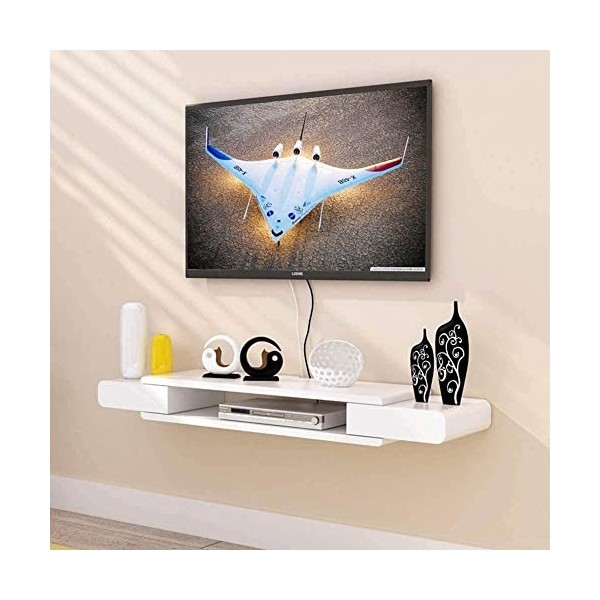 Meuble TV mural flottant, meuble TV pour salon, lecteur DVD/Blu-Ray, meuble mural peu encombrant
