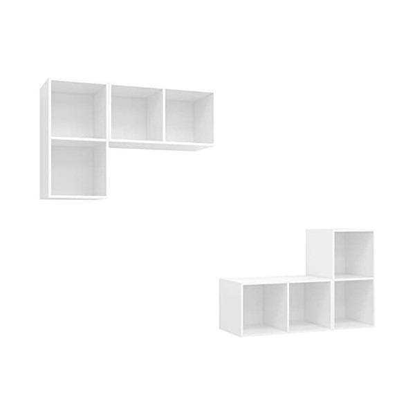 Gecheer Meubles TV muraux Lot de 4 Aggloméré Banc TV, Support de Télévision pour Salon, Chambre Meubles