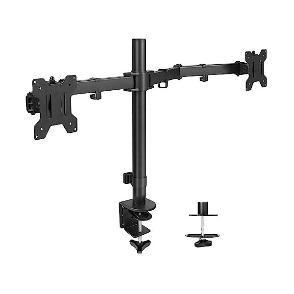 VIVO Support de bureau double écran, robuste, entièrement réglable, compatible avec 2 écrans LCD LED jusquà 32", noir, STAND