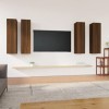 Gecheer Meubles TV 4 pcs Chêne Marron 30,5x30x110 cm Bois dingénierie Banc TV, Support de Télévision pour Salon, Chambre Meu