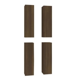 Gecheer Meubles TV 4 pcs Chêne Marron 30,5x30x110 cm Bois dingénierie Banc TV, Support de Télévision pour Salon, Chambre Meu