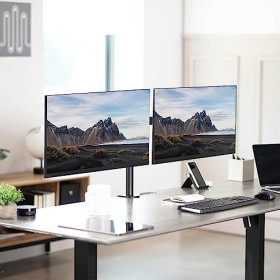 VIVO Support de bureau double écran, robuste, entièrement réglable, compatible avec 2 écrans LCD LED jusquà 32", noir, STAND