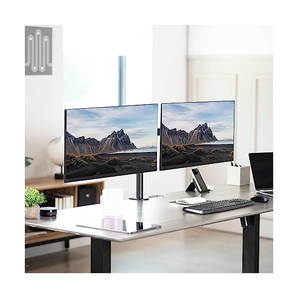 VIVO Support de bureau double écran, robuste, entièrement réglable, compatible avec 2 écrans LCD LED jusquà 32", noir, STAND