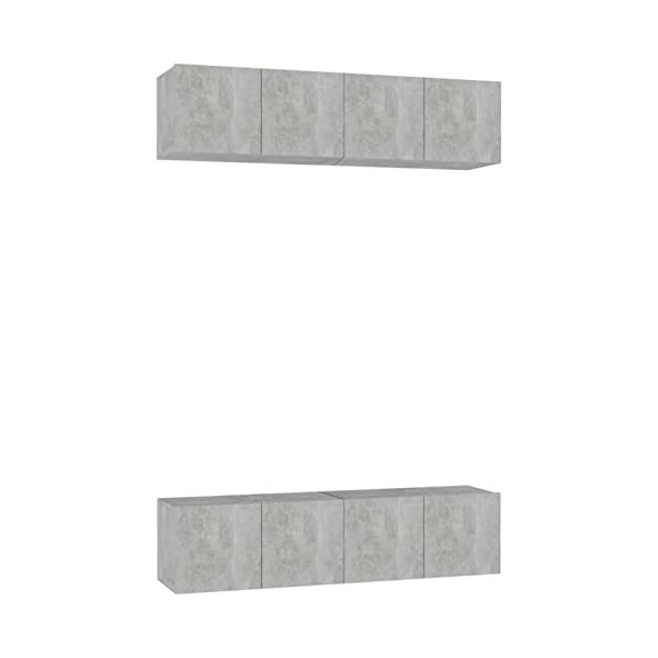 Gecheer Meubles TV 4 pcs Gris béton 60x30x30 cm Aggloméré Banc TV, Support de Télévision pour Salon, Chambre Meubles