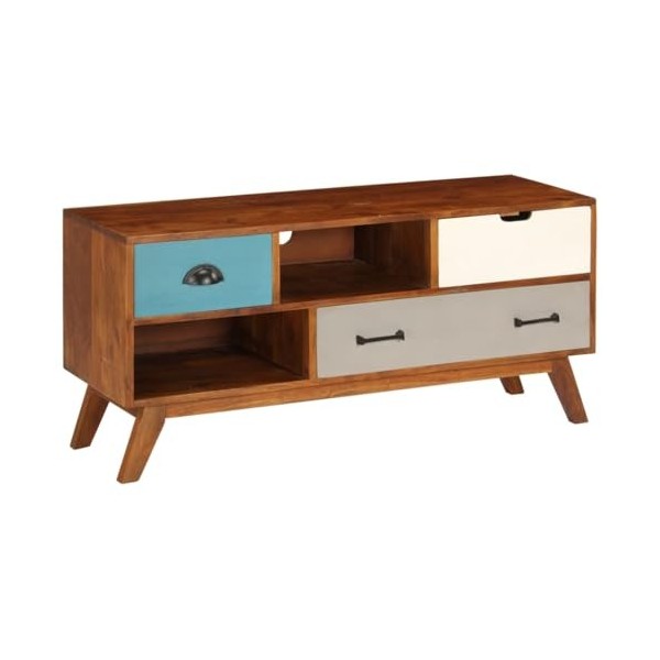 Meuble TV avec 3 tiroirs 110x35x50 cm Bois dacacia Solide - Banc TV, Meuble TV Suspendu, Convient pour Salon ou Chambre