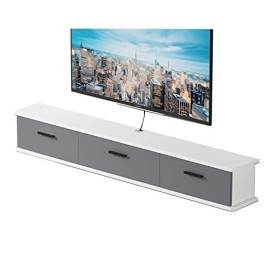 EsEntL Meuble TV Mural Meuble TV Flottant Mural, Meuble TV pour Centre de Divertissement avec 3 Portes, Salon, Chambre à Couc