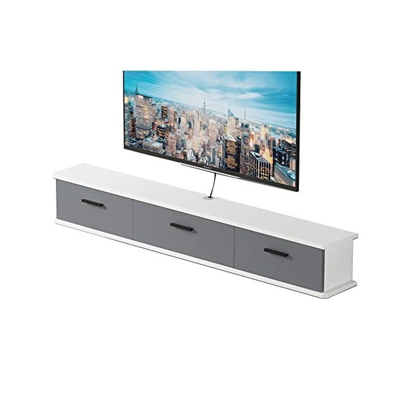 EsEntL Meuble TV Mural Meuble TV Flottant Mural, Meuble TV pour Centre de Divertissement avec 3 Portes, Salon, Chambre à Couc