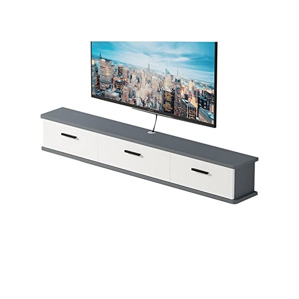 EsEntL Meuble TV Mural Meuble TV Flottant Mural, Meuble TV pour Centre de Divertissement avec 3 Portes, Salon, Chambre à Couc