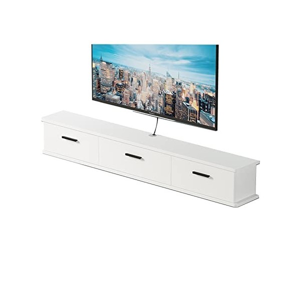 EsEntL Meuble TV Mural Meuble TV Flottant Mural, Meuble TV pour Centre de Divertissement avec 3 Portes, Salon, Chambre à Couc