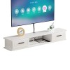 Meuble TV Mural Étagère Flottante avec 2 Portes, Console multimédia Murale avec Trous pour câbles, Support de Meuble TV de Ra