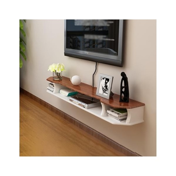 PetterShop Meuble TV Flottant, Meuble TV Mural, Huche de Rangement pour Console Multimédia, Étagères de Rangement, avec Trous