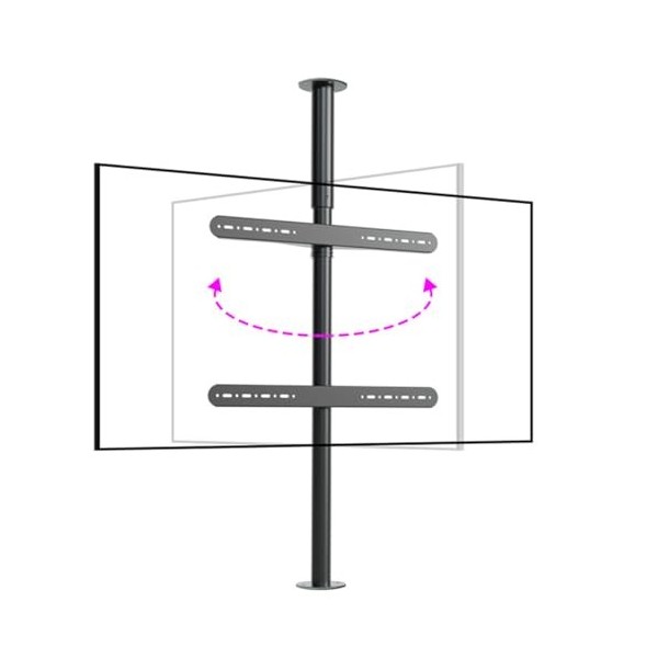 TAHALI Meuble TV Suspendu - Support De Sol avec Cadre Rotatif pour Téléviseur LCD À 360 Degrés, Support Rotatif pour Cloison 