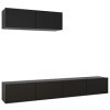 Gecheer Meubles TV 3 pcs Noir Aggloméré Banc TV, Support de Télévision pour Salon, Chambre Meubles