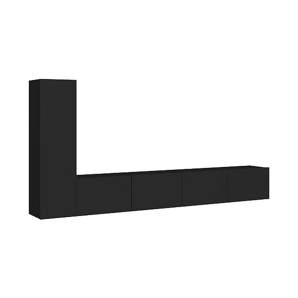 Gecheer Ensemble de Meuble TV 3 pcs Noir Aggloméré Banc TV, Support de Télévision pour Salon, Chambre Meubles