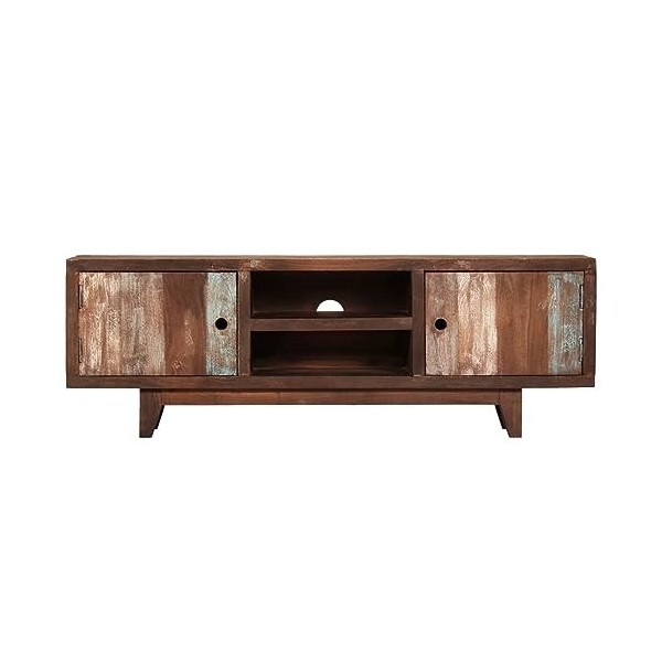 Gecheer Meuble TV Bois dacacia Massif Vintage 118 x 30 x 40 cm Banc TV, Support de Télévision pour Salon, Chambre Meubles
