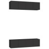 Gecheer Meubles TV 4 pcs Noir 60x30x30 cm Aggloméré Banc TV, Support de Télévision pour Salon, Chambre Meubles