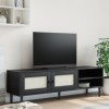 Gecheer Meuble TV SENJA Aspect rotin Noir 158x40x49cm Bois Massif pin Banc TV, Support de Télévision pour Salon, Chambre Meub