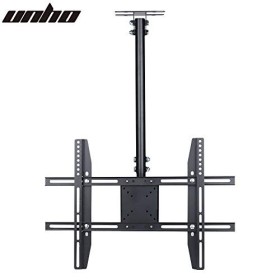 UNHO TV Support Plafond pour Écrans 26-65" LED LCD Plasma Réglable en Hauteur de 57-97cm Fixation TV Mural Flexible Rotation 