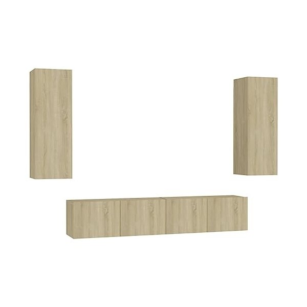 WREWING Meuble TV,Bas Table TV Support de Télévision en Bois pour Salon Chambre Salle à Manger,Support pour Téléviseur Jusqu’