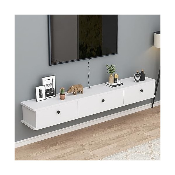 Etagère Flottante pour Meuble TV, Meuble TV Mural, Centre de Divertissement Suspendu Moderne, Console TV Flottante pour Le Ra