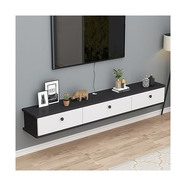 Etagère Flottante pour Meuble TV, Meuble TV Mural, Centre de Divertissement Suspendu Moderne, Console TV Flottante pour Le Ra