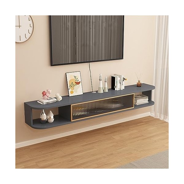 Meuble TV Mural, étagère Flottante pour Meuble TV, Console TV Flottante, Centre de Divertissement Moderne Suspendu pour Le Ra