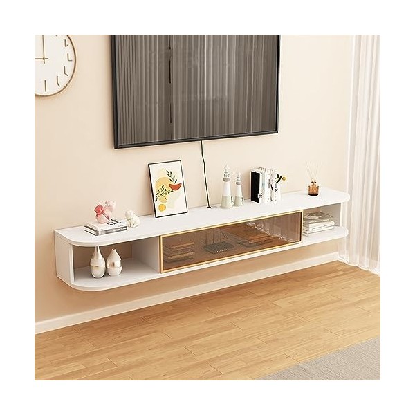 Meuble TV Mural, étagère Flottante pour Meuble TV, Console TV Flottante, Centre de Divertissement Moderne Suspendu pour Le Ra