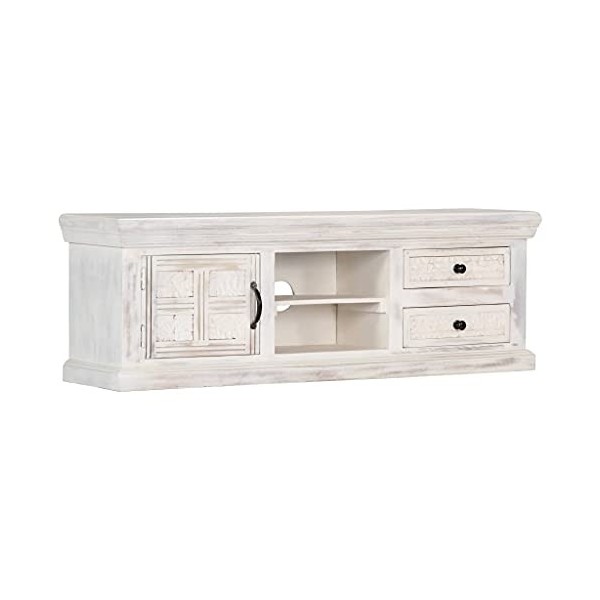 Générique Meuble TV Blanc 120x30x40 cm Bois Massif de manguier,22.55 KG,249869, Meubles, Meubles TV