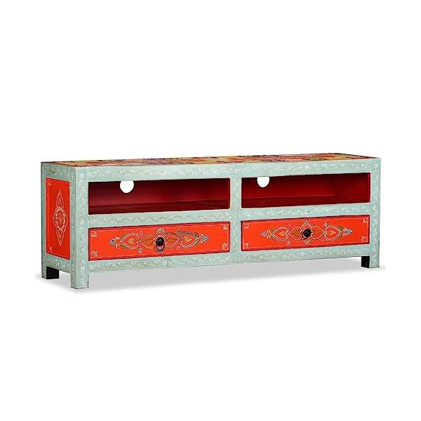 Générique Meuble TV Bois de manguier Massif Peint à la Main,21.85 KG,244595, Meubles, Meubles TV
