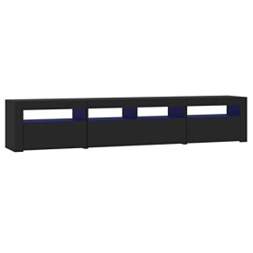 CIADAZ Meuble TV avec lumières LED Noir 210x35x40 cm,Meuble TV,Meuble TV Moderne,Meuble de Salon