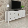 BaraSh Meuble TV Blanc 110x24x48 cm Bois dingénierie,Meuble TV,Table Basse Salon Meuble TV,Table Basse LED Couleurs