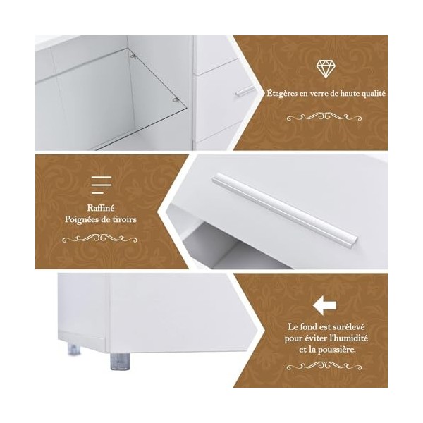 ABERE Buffet Commode Meuble de Rangement Armoire Unité de Rangement TV,Lowboard, avec 16 Couleurs de Lampes LED pour Salle à 