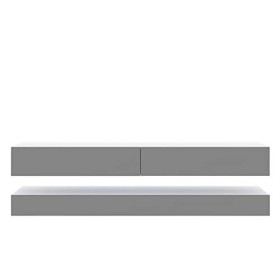 Selsey Hylia - Meuble tv suspendu / Meuble de salon mural - Blanc mat / Gris brillant, 140 cm