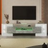 KecDuey Meuble TV de 200 cm - Élégant - Avec éclairage LED - Design moderne - Surface en verre élégante - Gris - 200 cm