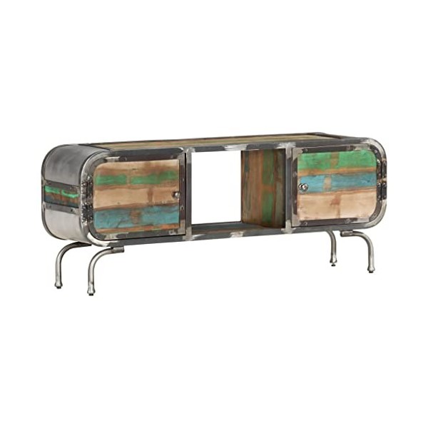 Maxspace TV Meuble, Meuble Tele, Meuble TV Chambre, Meuble TV IindustrielMulticolore 110x30x42 cm Bois de récupération solide