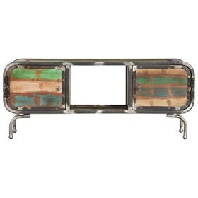 Maxspace TV Meuble, Meuble Tele, Meuble TV Chambre, Meuble TV IindustrielMulticolore 110x30x42 cm Bois de récupération solide