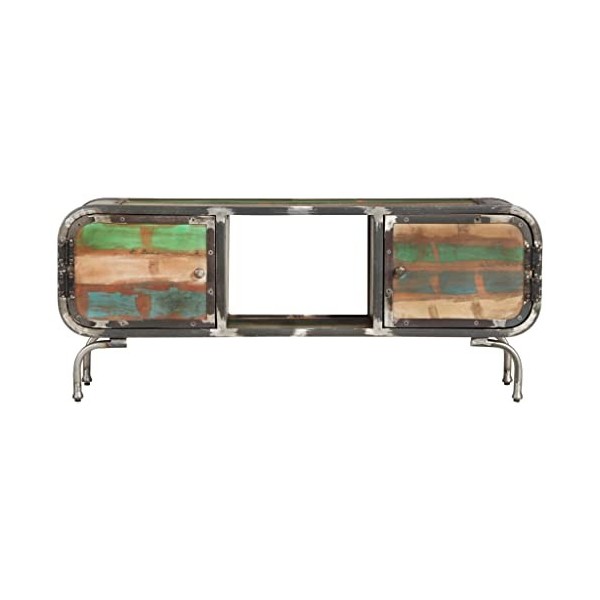 Maxspace TV Meuble, Meuble Tele, Meuble TV Chambre, Meuble TV IindustrielMulticolore 110x30x42 cm Bois de récupération solide