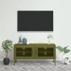 Meuble TV avec 2 Portes | Style Contemporain | Rangement matériel télé Audio Video Gaming | 105x35x50cm Vert Olive