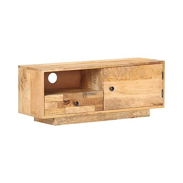 Meuble TV avec 1 tiroir 1 Porte | Style Vintage | Rangement matériel télé Audio Video Gaming | 90x30x35cm Marron