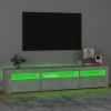 Hovothy Meuble TV avec Lumières LED Colorées Gris Béton 195x35x40 cm Bois dingénierie Armoire Vidéo Style Tendance Meuble Mé