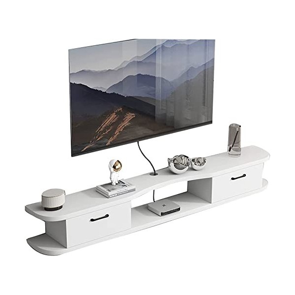 Uvency Meuble Tv Mural Console Multimédia Murale ， Étagère de Stockageo Vidéo Flottante ， Étagère Flottante Pour Composants d