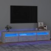 Canditree Meuble TV Moderne avec Lumières LED Support de Télé Banc TV avec 3 Compartiments pour Salon 195 cm Gris béton 