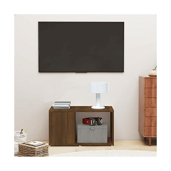 Keketa Meuble TV bas pour salon, salle de divertissement, noir, 100 x 24 x 32 cm, en bois