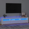 Canditree Meuble TV Moderne avec Lumières LED Support de Télé Banc TV avec 3 Compartiments pour Salon 195 cm Gris béton 