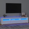 Canditree Meuble TV Moderne avec Lumières LED Support de Télé Banc TV avec 3 Compartiments pour Salon 195 cm Gris béton 